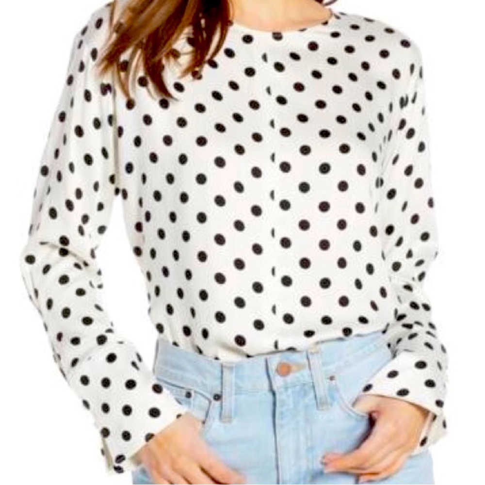 NWT Something Navy Easy Woven Top in Polka Dot-Size M